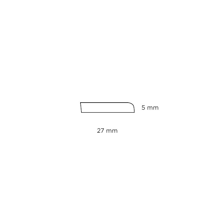 Forkantliste fyr 1 rund kant - 5 x 27 mm x 3 meter